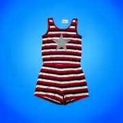 The Children’s Place Girls Striped Sequin Graphic Romper (Children's XL 14)