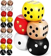 Garneck Decorative Dice 25pcs Game Dice Wooden Set for Parties Gaming Relaxation
