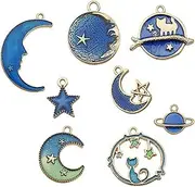 [STOBOK] Alloy Diy Jewelry Kit 8pcs Moon Shell Star Charms Parts for Necklace Bracelet Earrings