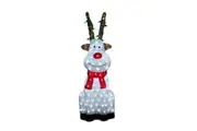 Acrylic Sitting Red Nose Reindeer with Christmas Lights - H 90cm