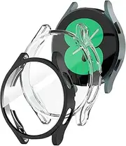 USTIYA 2X Case for Samsung Galaxy Watch FE/Watch 4 40mm Cover Screen Protector TPU Protection Accessory (Black + Clear)