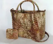 BRAHMIN One of a Kind CANYON EARTHY BROWN MALLORY SHOULDER TOTE and WALLET NWT