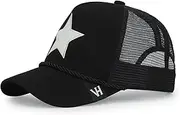 [VINTAGE HAVANA] Black Trucker Hats Women | Mesh Adjustable Snapback Hat | Men & Women Trendy Fashion Baseball Cap