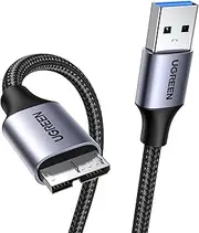 UGREEN Micro USB 3.0 Cable Nylon Braided Type A Male to Micro B External Hard Drive Cord 5Gbps Data Sync and Charging Wire Compatible with Galaxy S5/Note 3, HDD, WD My Passport/Elements Drives 0.5M