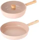 FIKA Kitchen Nonstick Stir Frying 10" Wok with Glass Lid & 11" Pan Skillet Set
