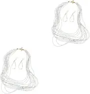 [SHERCHPRY] Sets Style Necklace and Earrings Set Dressing Earring Kit Women's Fashion Boho Beaded Necklace Jewelry White Earbob