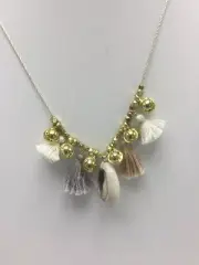 $70 Chan Luu MULTI MIX CHARM TASSEL NECKLACE Neutral Tones C20C