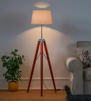 Tripod LED Floor Lamp Standing Wooden Light Stand For Living Room Corner lamp
