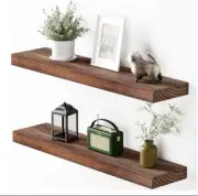 Floating Shelves, Wood Wall Shelves, Rustic Wall Mounted Floating Shelf with Lar