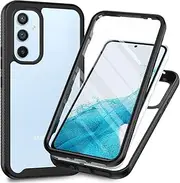 Samsung Galaxy A25 5G Slim Full-Body Rugged Stylish Protective Clear Back Hybrid 3-in-1 Case with Built-in Screen Protector (Black)
