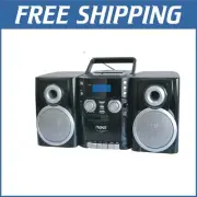 All-in-One Stereo Boombox with Bass Boost, Tape Recorder & Detachable Speakers