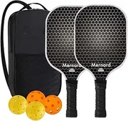 Premium Pickleball Set with 2 Black Checkered Fiberglass Paddles | 4 Durable Balls & Portable Carry Case | Complete Kit for Indoor/Outdoor Sports & Gifts