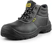 Mens Safety Boots Work Shoes Leather Steel Toe Cap Lightweight Footwear S3 SRC Black Hammer 1400 Black