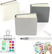 Mini Travel Paint Set with 8-Panel Mini Transparent Palette, Mini Watercolour Sketchbook, Mini Art Sketchbook, Portable Notebook, Watercolor Pen, Mini Transparent Palette