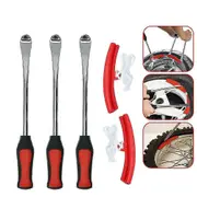 Tire Replacement Lever Tool Motorcycle Bicycle Tire Replacement Lever Rim Protector Car Scoop Tire Kit (3 Crowbars + 2 Protective Covers)