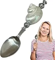 ycezw Conch Spoon, Seashell Spoon - Sea Shell Salad Fork with Natural Conch Shell Handle, Retro Stainless Steel Coffee Spoon for Bar, Caviar, Egg,