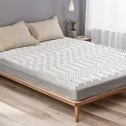 Giselle Bedding 7 Zone Queen Memory Foam Mattress Topper, Foldable Bed Mattresses Toppers Protector Airflow Pad Cool Cover Sleeping Mat Home Bedroom, 8cm Thick Removable Washable with Zipper White