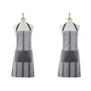 2x Davis & Waddell Ellis Cotton Butcher Apron 70x80cm Chef Bib Black/WHT Stripe