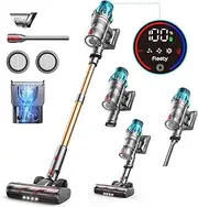 [Fieety] 550W/45KPa Cordless Vacuum Cleaner, 60Mins Stick Vacuum Cleaner with HD Display,Wall-Mounted Charging Cordless Vacuum,Self-Standing,Stick Vacuum for Home Hard Floor/Carpet/Pet Hair