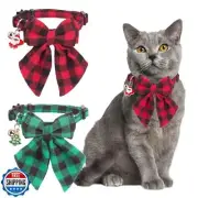 ADOGGYGO Christmas Cat Collars Breakaway with Stylish Bowtie, 2 Pack Red Gree