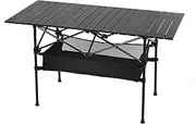 120cm Large Size Outdoor Folding Camping Table Portable Aluminum Folding Table with Storage Organizer and Carrying Bags Collapsible Beach Table for Outdoor Camp,Picnic, BBQ,Travel,Fishing