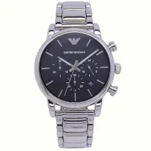 【EMPORIO ARMANI】ARMANI 簡單上班族的時尚經典優質三眼鋼帶腕錶-銀-AR1853
