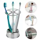 Four Grids Toothbrush Holder Silver Storage Shelf Bathroom Organizer Kitchen