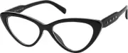 ZENNI Cat Eye Black Reading Glasses Silver Accents +1.00 Strength