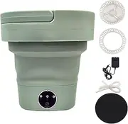 Flylin Portable Washing Machine Drying Washing Machine Foldable Mini Small Washer 6.5L Half Automatic Washt for Baby Clothes Underwear Apartment Camping RV Travel (Green)