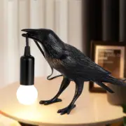 Raven Table Lamp - Crow Desk Lamp - Vintage Resin Bird Lamp - Birds Table Light