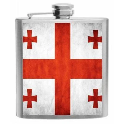 Georgia Flag Stainless Steel Hip Flask 6oz