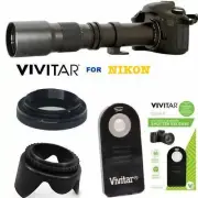 VIVITAR 500MM TELEPHOTO ZOOM LENS + REMOTE FOR NIKON D3400 D5600 D5100 D5300 D80
