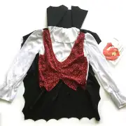 Boys Halloween Vampire Costume Size Small (4-6) Shirt w/ Vest, Cape & Medallion