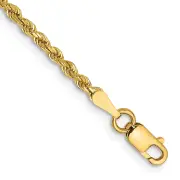 14k Yellow Gold 9 inch 2mm Diamond-cut Rope with Lobster Clasp Anklet