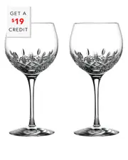 Waterford Lismore Essence Balloon Wine 18oz Set Of 2 with $19 Credit