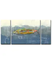Ready2HangArt Tuna in Water Wrapped 3-Piece Canvas Set Wall Art by Leslie Owens