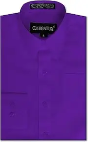 [OmegaTux] Boys Long Sleeve Solid Color Dress Shirts