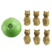 Green Snuffle N Treat Ball Dog Toy 6 Plush Chipmunk Treats Kibble Feeder Play