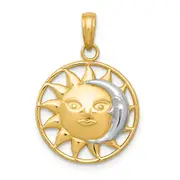 14k Yellow u0026 Rhodium Gold and Rhodium Sun and Moon Charm