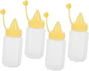 ERINGOGO Mini Mustard Ketchup Bottles for Salad Dressing 4-piece Squeeze Bottles for Travel