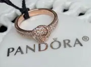 Authentic Pandora ROSE Sparkling Love Knot Ring #180997CZ