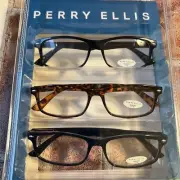 PERRY ELLIS Premium Reading Glasses for Men 3 Pack +1.50 BLACK /TORTOISE SHARP