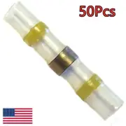 50x Yellow Waterproof Heat Shrink Solder Seal Wire Sleeve Butt Splice Connectors