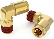 TAILONZ PNEUMATIC 1/2" Tube OD x 1/2" NPT Thread DOT Elbow Out Pipe Air Fittings, Brass Push Type Air Brake Pipe Fittings for Cars, Trucks, Air Brake Systems, Etc. (Pack of 5)