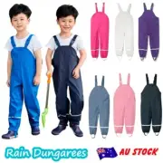Kids Boys Girls Rain Dungarees Overalls Waterproof Windproof Rain Trousers S-2XL