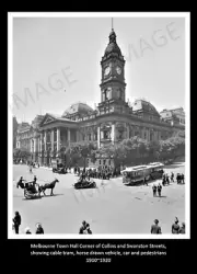 OLD HISTORIC PHOTO MELBOURNE TOWN HALL 1910 - 1920c - LARGE 8 X 10