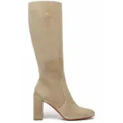 Christian Louboutin Cavalika 85 Champignon Suede Knee High Block Heel Boot 38.5