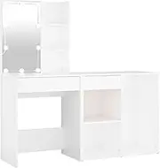 Generic LED Dressing Table with Cabinet White Engineered Wood