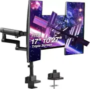 Triple Monitor Arms Desk Mount Fits Three 17"-27" Screens Full Motion Adjustable