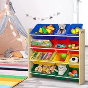 Keezi Kids Toy Box 12 Bins Bookshelf Organiser Display Shelf Storage Rack Drawer